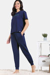 Zivame Friends Knit Cotton Loungewear Set - Medieval Blue — thumbnail 4